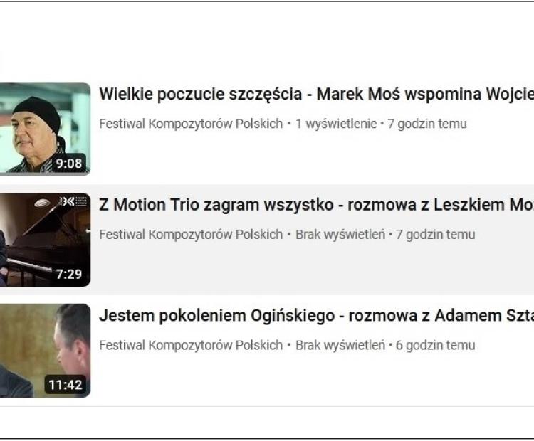 Kanał Festiwalu Kompozytorów Polskich na YouTube